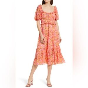 NSR Pink and Orange Floral Dress